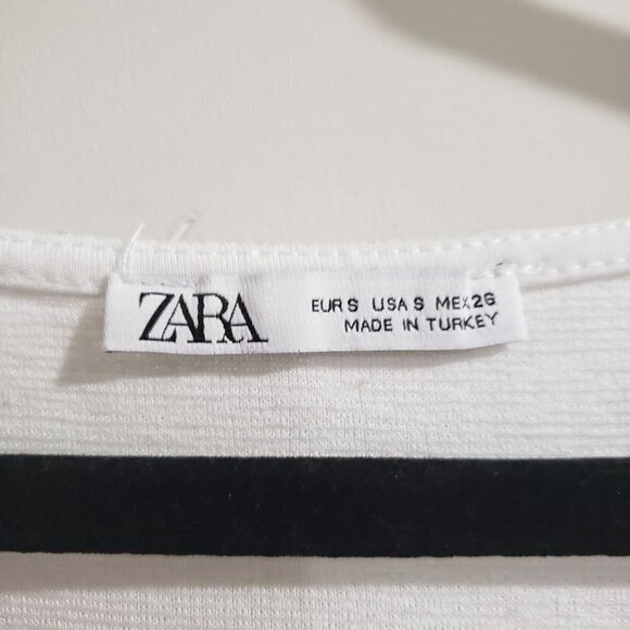 Zara White V Neck Embroidered Boxy Top Size Small - Picture 7 of 10